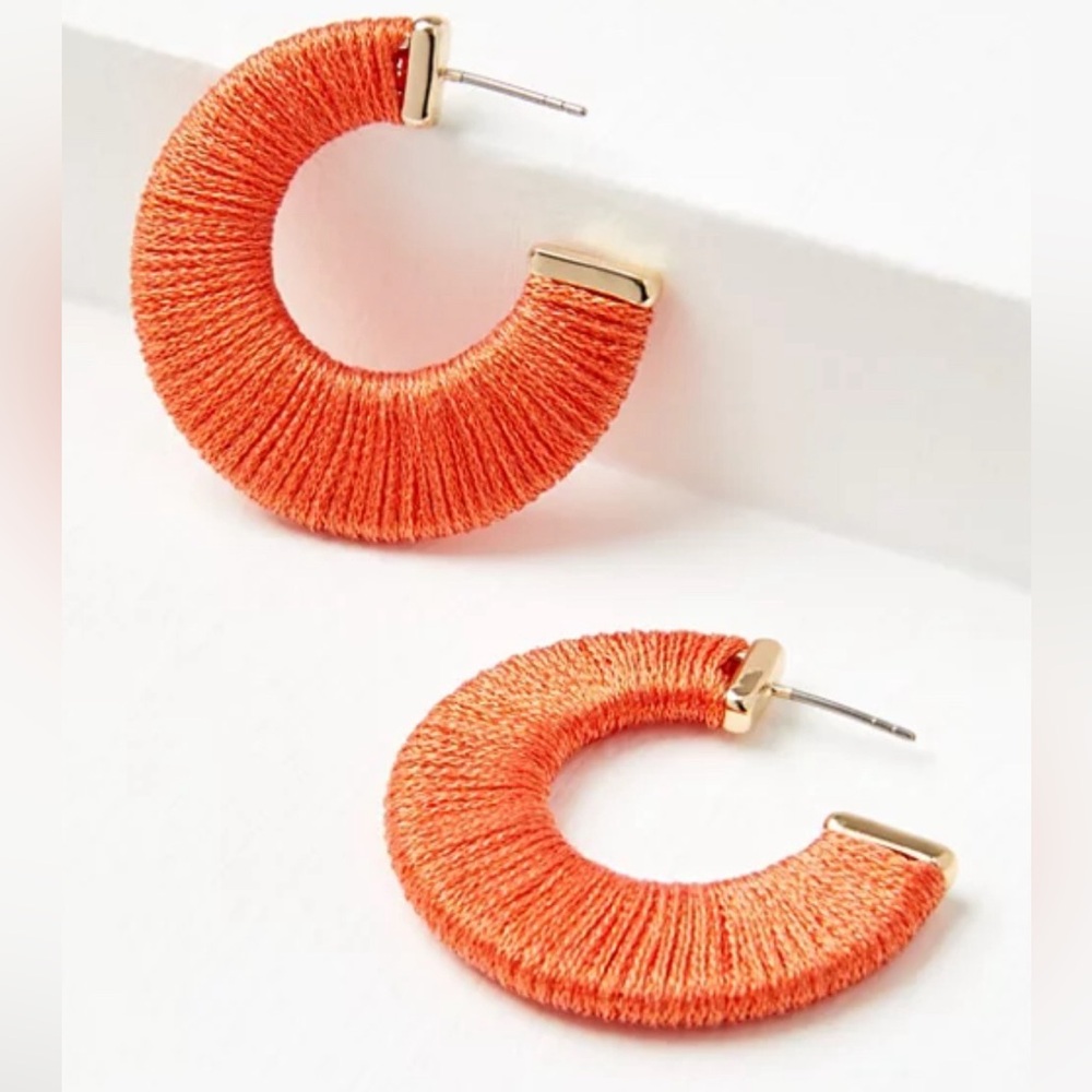 Ann Taylor Loft Fabric Wrapped Summer Hoop Earrings - Picture 2 of 2